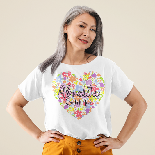 Playera para Abuelita Diseño Corazon de Flores