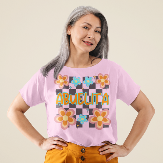 Playera para Abuelita Diseño Flores Retro