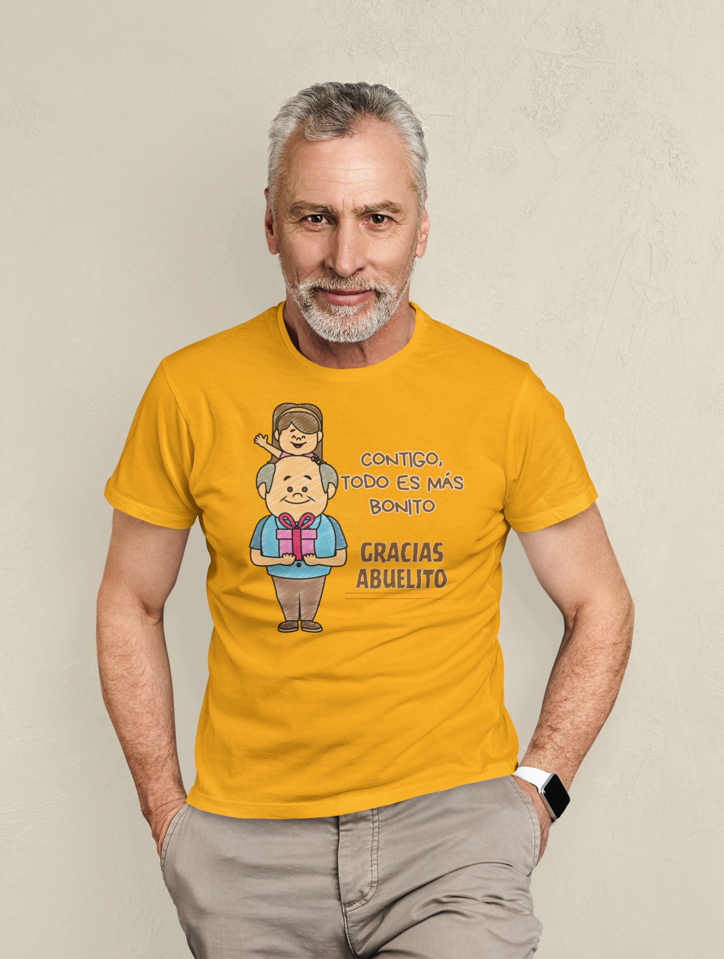Playera para Abuelito Diseño contigo todo es mas bonito